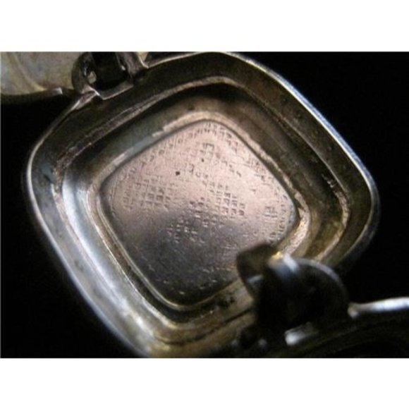 Modernist Sterling Silver & Marbled Deep Blue Enamel Signed Square Link Bracelet - Picture 10 of 10